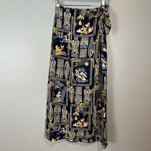 Disney Store Blue Hawaii Night Wrap Skirt Womens Size Small Maxi Hawaiian Tiki